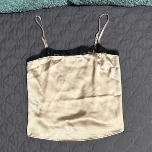 Forever 21 Beige Satin Cami with Black Lace